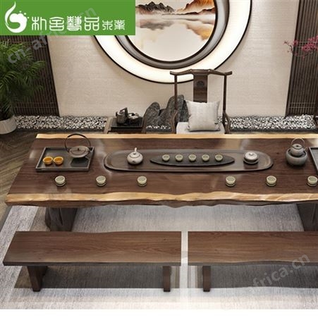 服装店展示桌 北欧原木大班台 复古简约大板 会泡茶商用家用实木桌