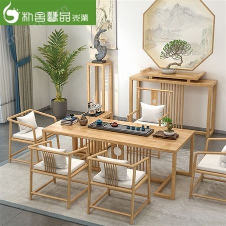 浙江茶桌椅组合 火烧石茶几 禅意简约功夫现代泡茶台 1米8中式茶台茶具套装一体