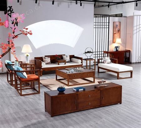 实木沙发 朴舍艺品 新中式实木家具 视频验货