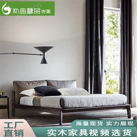 新中式实木床 1.8米双人床 1.5古典禅意主卧室床 现代简约家具工厂