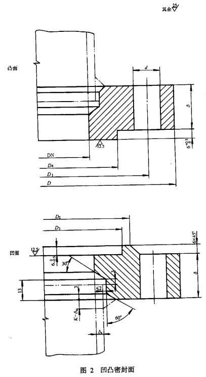 压力容器法兰密封面凹凸面结构图