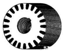 由硅钢片叠成的转子铁芯 由硅钢片叠成的转子铁芯